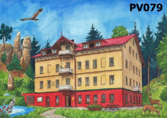 PV079, Penzion Podháj, akvarel, formát A6 (tuhle pohlednici koupíte pouze v Autocampu Sedmihorky)